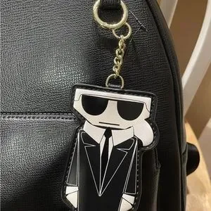 NWT Karl Lagerfeld Paris Khloe Backpack Black with Karl Key Chain Charm Karl Lagerfeld Paris Khloe Black Backpack Logo Straps Eiffel  main image 3